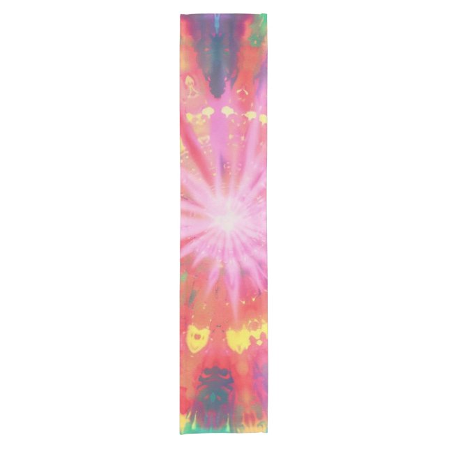 Vibrant Colourful Tie-Dye #1 Short Table Runner (Front)