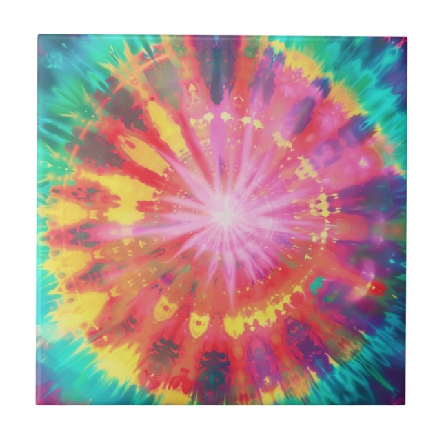 Vibrant Colourful Tie-Dye #1 Tile (Front)