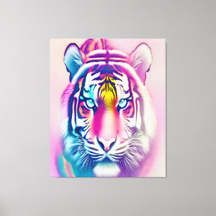 Vibrant Colourful Tiger Face Bold Modern Wildlife Canvas Print