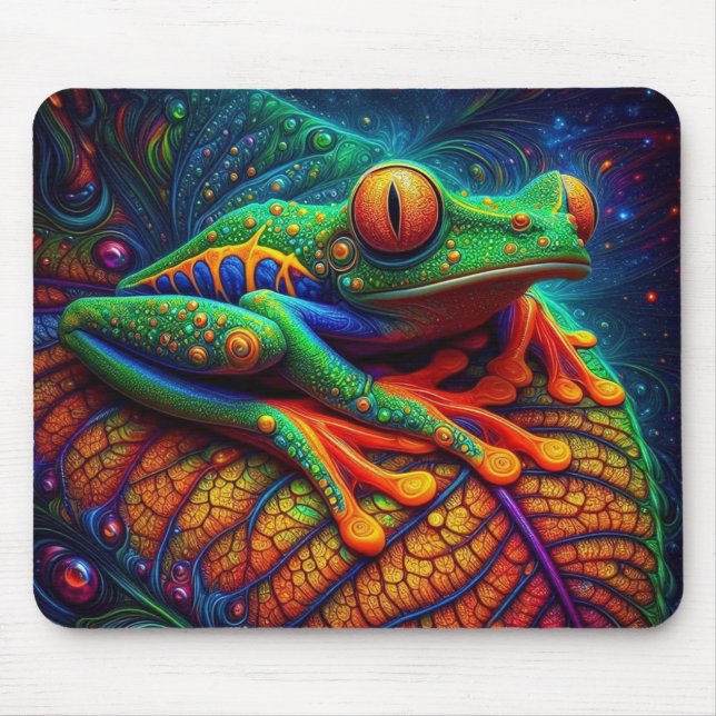   Vibrant Colourful Tree Frog Mouse Pad (Front)