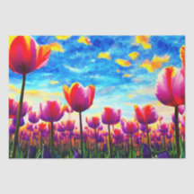 Vibrant Colourful Tulips Decoupage