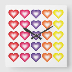 Vibrant Colourful Valentine's Hearts Clock