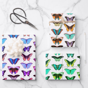 Vibrant & Colourful Vintage Victorian Butterflies Wrapping Paper Sheet