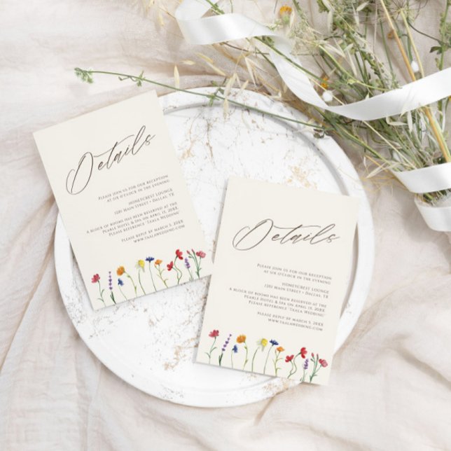 Vibrant Colourful Wildflower Modern Wedding Detail Enclosure Card (Creator Uploaded)