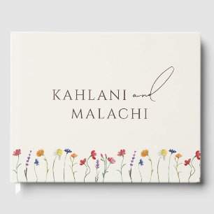 Vibrant Colourful Wildflower Modern Wedding Guest Book