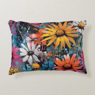 Vibrant Colourful Wildflower Print Decorative Cushion