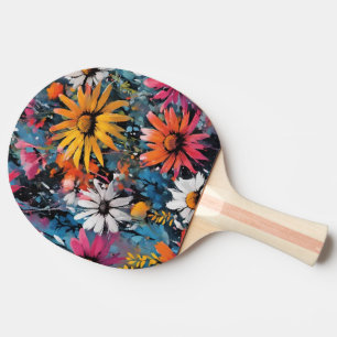 Vibrant Colourful Wildflower Print Ping Pong Paddle
