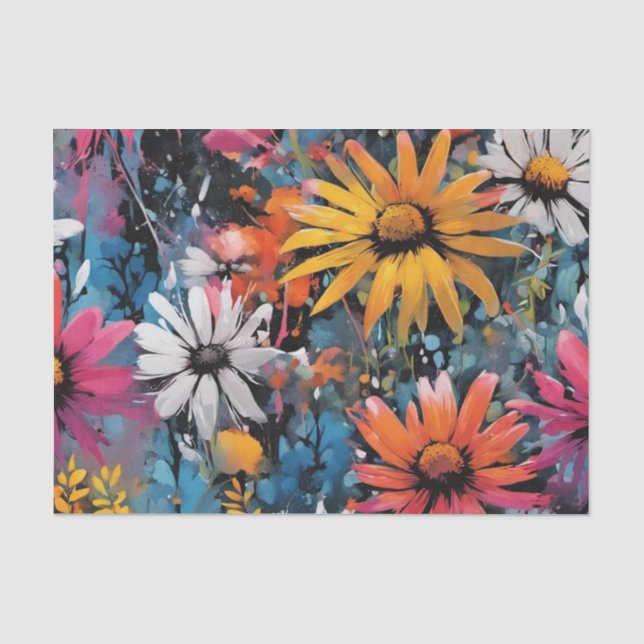Vibrant Colourful Wildflower Print Tissue Paper (Front)