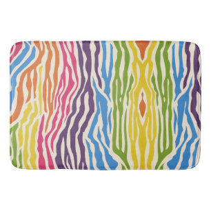 Vibrant Colourful Zebra Stripes Pattern Bath Mat