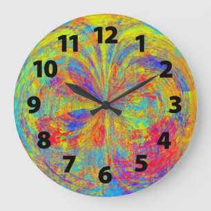 Vibrant Colours Abstract Art Design Large Clock