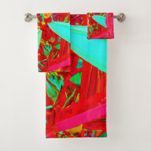 Vibrant Colours Abstract Pattern Bath Towel Set