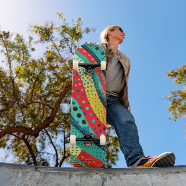 Vibrant colours and patterns in curving shapes skateboard (Outdoor 1)