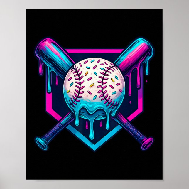 Vibrant Colours Ice Cream Baseball Drip Graphic Fo Poster (Front)
