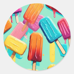 Vibrant colours popsicles summer classic round sticker