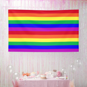 Vibrant Colours Rainbow Stripes LGBT Party Backdro Banner