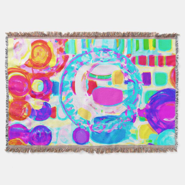 Vibrant Colours Random Pattern Throw Blanket (Front)
