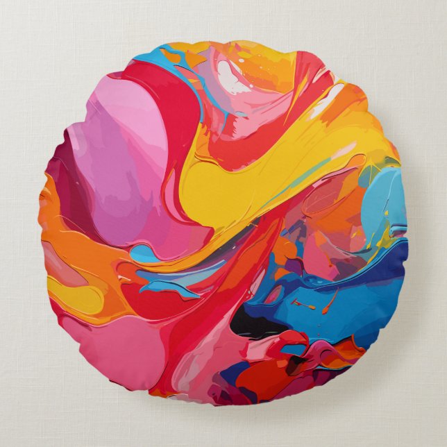 Vibrant Colours Round Cushion (Front)
