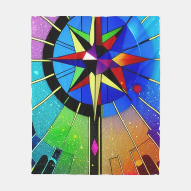 Vibrant Compass Throw Pillow Throw Blanket (Front)