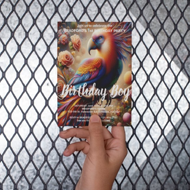 Vibrant Condor Perching Atop Tree  Birthday Invite Postcard (Creator Uploaded)