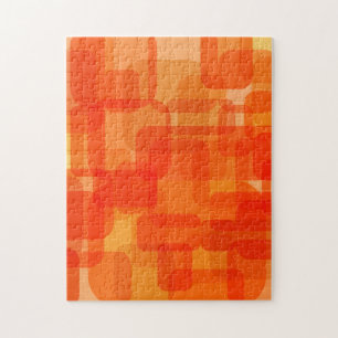 Vibrant Contemporary Abstract Modern Art Orange Jigsaw Puzzle