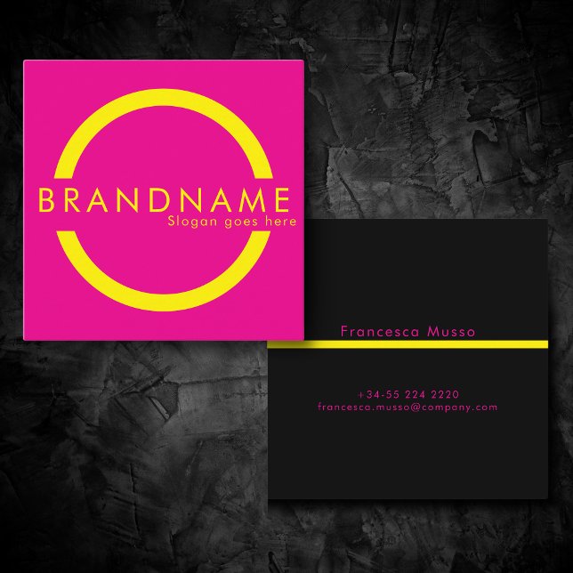Vibrant contrast colour, a bold modern square business card (Creator Uploaded)
