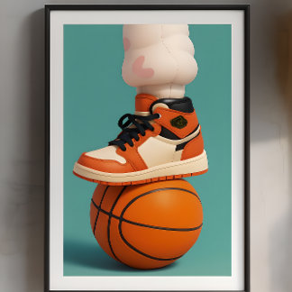 Vibrant Contrast Sneaker on Basketball Poster