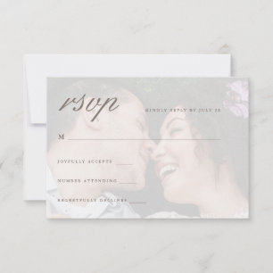 Vibrant Coral Back with Front Photo Wedding Rsvp Card