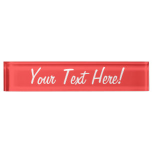 Vibrant Coral Colour Decor Customise This Nameplate