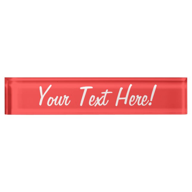 Vibrant Coral Colour Decor Customise This Nameplate (Front)
