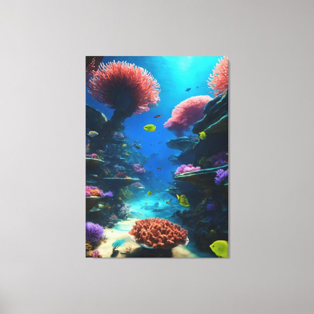 Vibrant Coral Reef Dreamscape Canvas Print (Front)