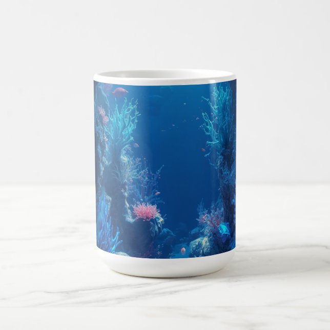 Vibrant Coral Reef Underwater Scene Coffee Mug (Center)