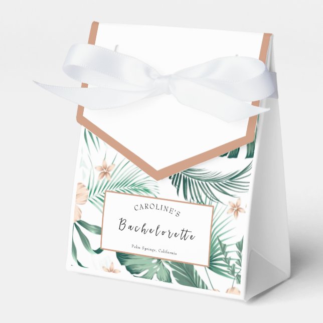 Vibrant Coral Tropical Bachelorette Flask Favour Box (Front Side)