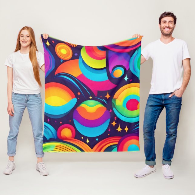 Vibrant Cosmic Kaleidoscope Fleece Blanket (In Situ)