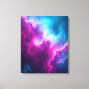 Vibrant Cosmic Nebula Abstract Canvas Art