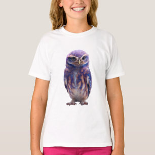Vibrant Cosmic Purple Owl Kids T-Shirt