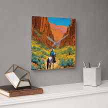 Vibrant Cowboy in Canyon | Tintin Comic Art