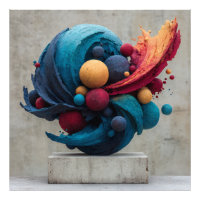 Vibrant Cracked Sphere Explosive Color Sculpture