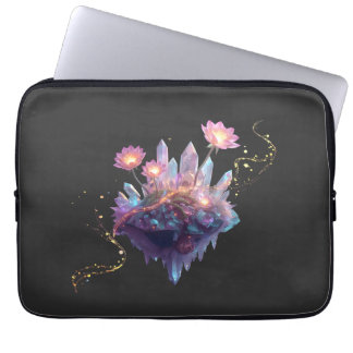 Vibrant Crystal Garden in Cosmic Space Laptop Sleeve