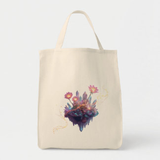 Vibrant Crystal Garden in Cosmic Space Tote Bag