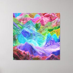 Vibrant Crystal Mountain Abstract  Canvas Print
