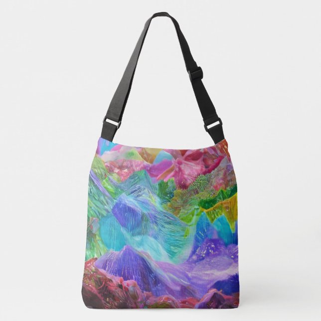 Vibrant Crystal Mountain Abstract  Crossbody Bag (Front)