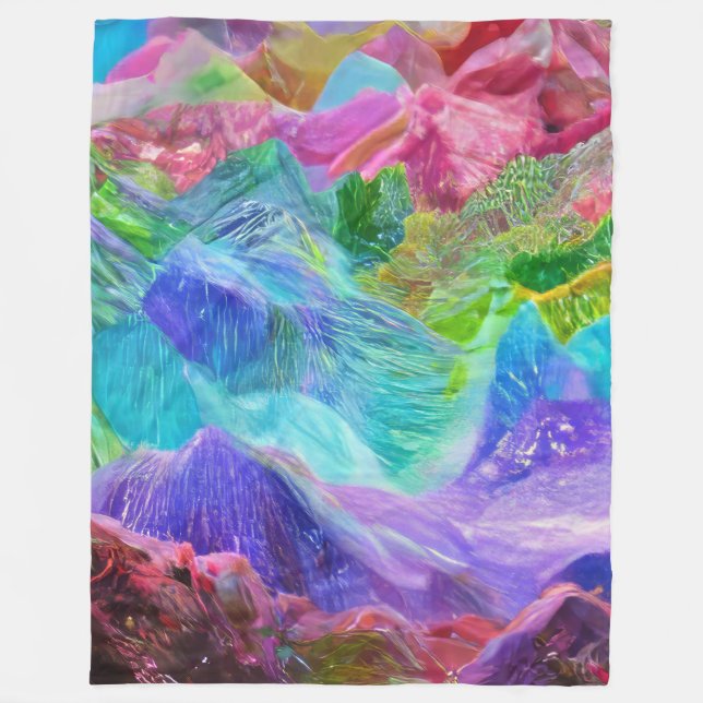 Vibrant Crystal Mountain Abstract  Fleece Blanket (Front)