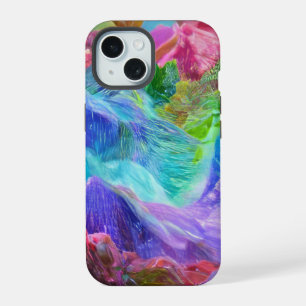 Vibrant Crystal Mountain Abstract iPhone 15 Case