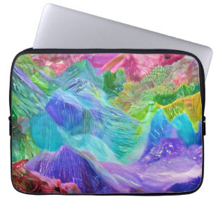 Vibrant Crystal Mountain Abstract  Laptop Sleeve
