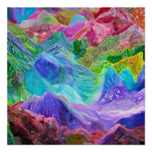 Vibrant Crystal Mountain Abstract  Poster