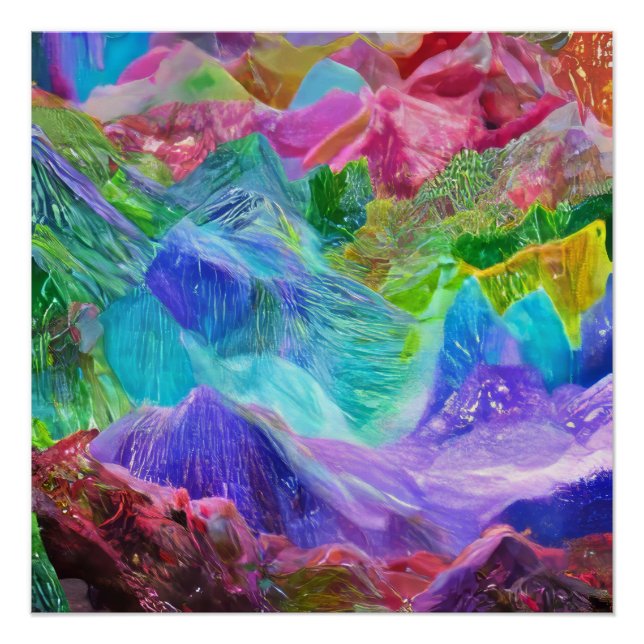 Vibrant Crystal Mountain Abstract  Poster (Front)