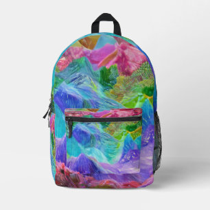 Vibrant Crystal Mountain Abstract Printed Backpack