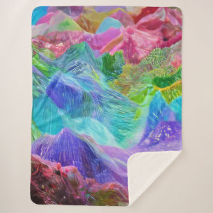 Vibrant Crystal Mountain Abstract  Sherpa Blanket
