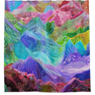 Vibrant Crystal Mountain Abstract  Shower Curtain
