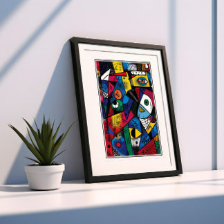 Vibrant Cubist Style Abstract  Poster